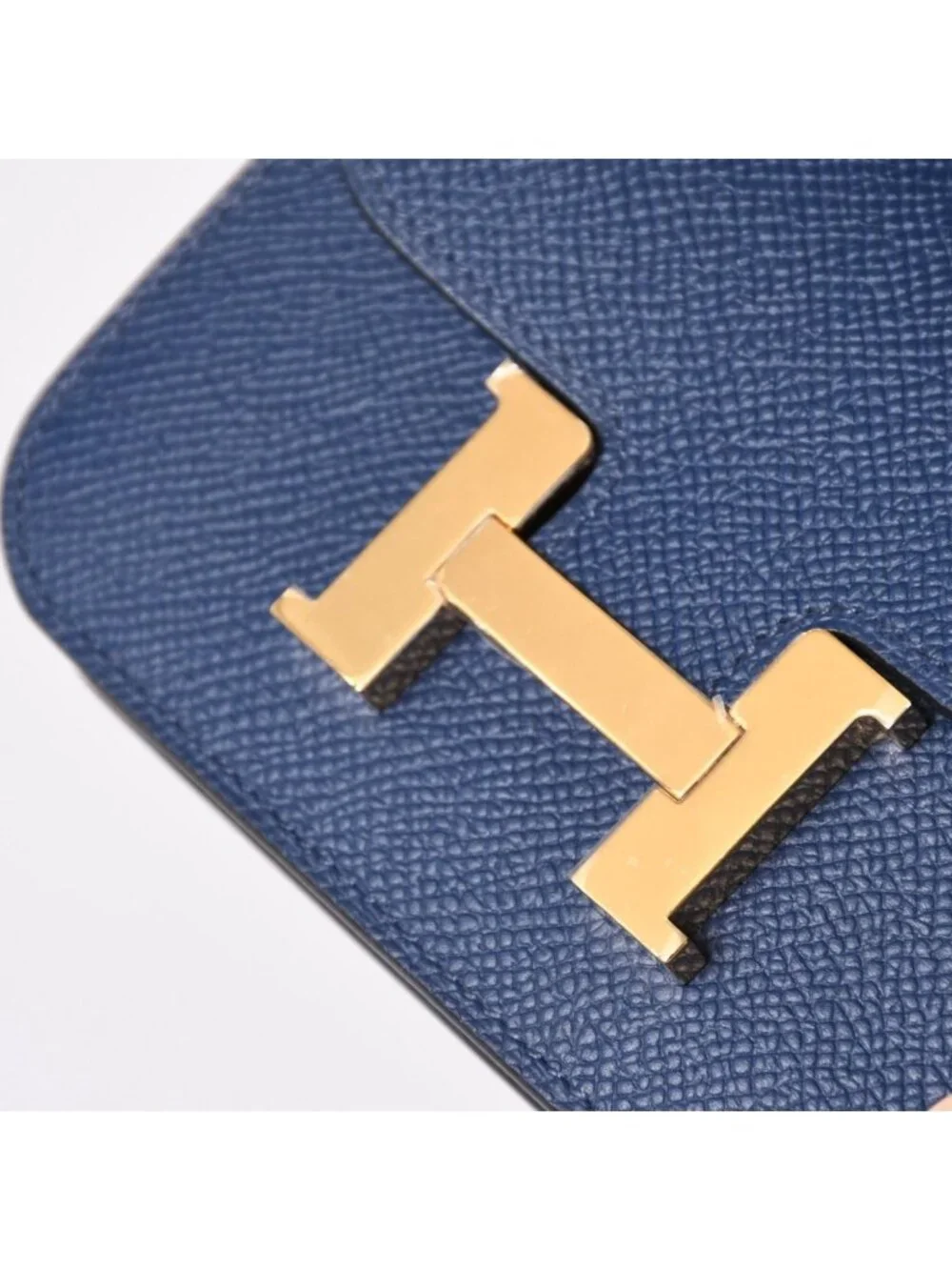 Hermes Constance Slim Bifold Wallet Veau Epsom Navy Pouch Gold